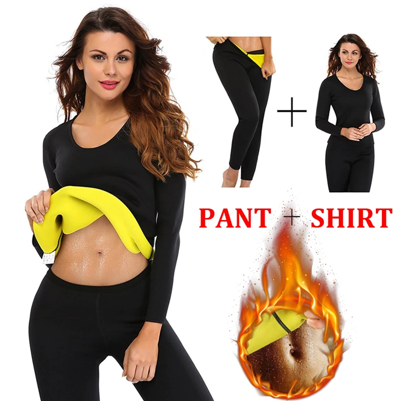 Women's neoprene Sauna Suit, sports suit, long sleeved top + tights
