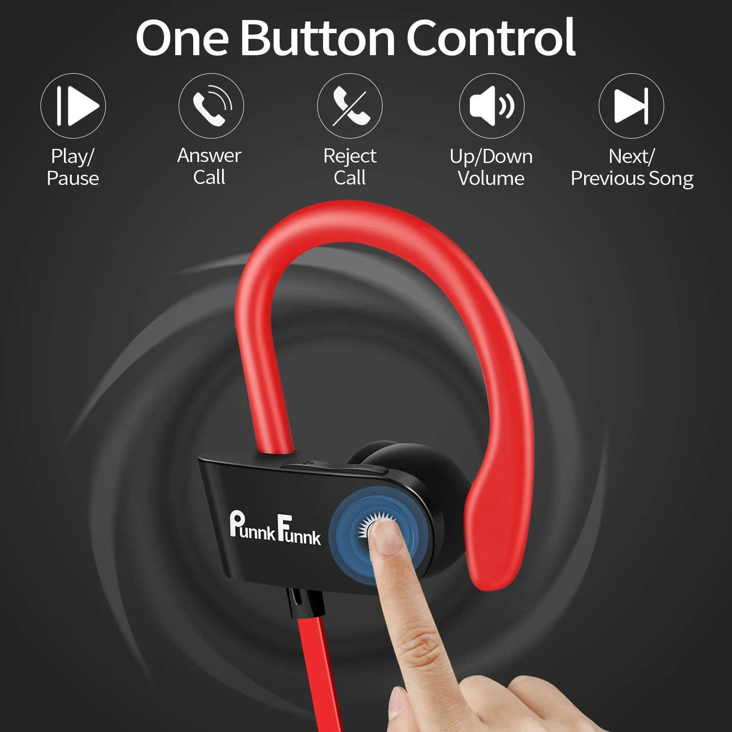 PunnkFunnk Active Noise Cancelling Sports Bluetooth 5 0 Earphone Wireless Headset for iphone 5 6 7 8 PLUS XR XS phone and music