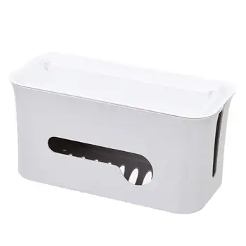 

Desktop Storage Box Power Board Cover Cable Storage Box With Smart Phone Bracket Cable Management Protector