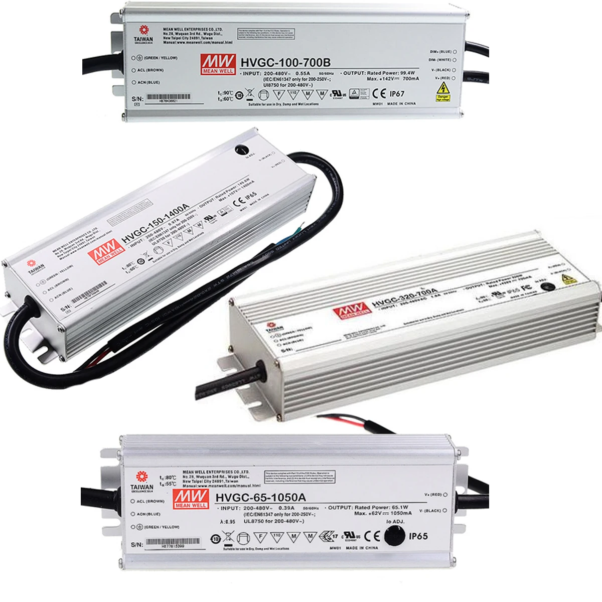 HVGC-65/100/150/240 180-528VAC Meanwell Светодиодный драйвер постоянного тока