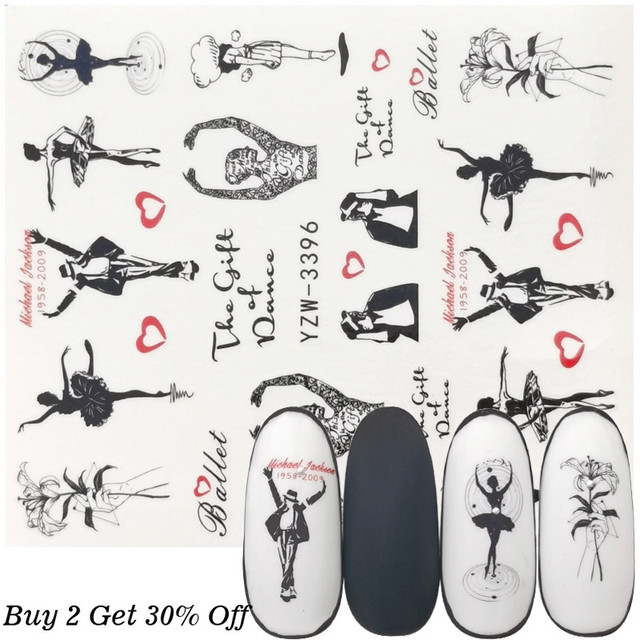 New Jewelry Nail Sticker Black Vintage Boho Style Decals Manicure Water Transfer Slider Foil Slider Decorations