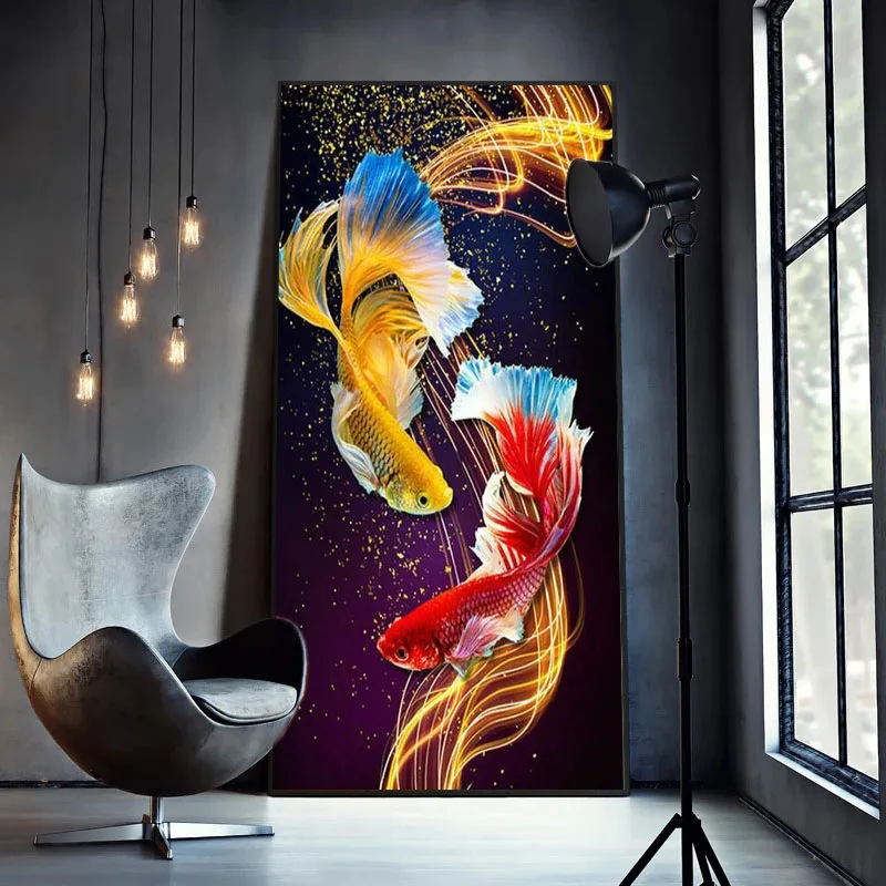 Koi Fish Feng Shui Carp Lotus Pond Canvas Painting Poster E Stampe Modern Wall Art Picture For Living Room Home Decor Cuadros