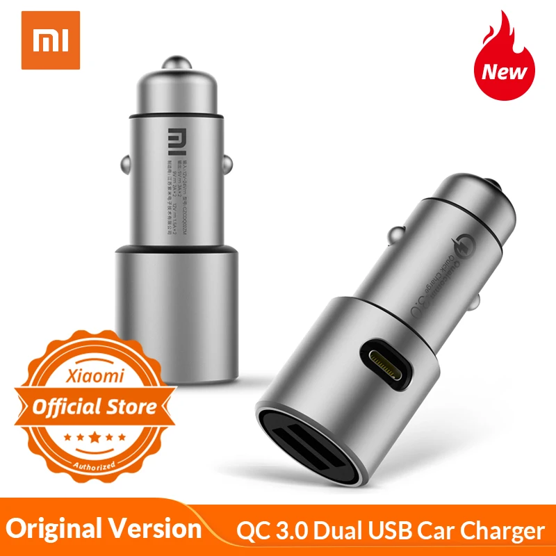 Оригинальное автомобильное зарядное устройство Xiaomi QC 3,0 36W Max Dual USB Quick Charge 5 V/3A 9 V/2A 12 V/1.5A безопасное металлическое зарядное устройство для Xiaomi Android iOS