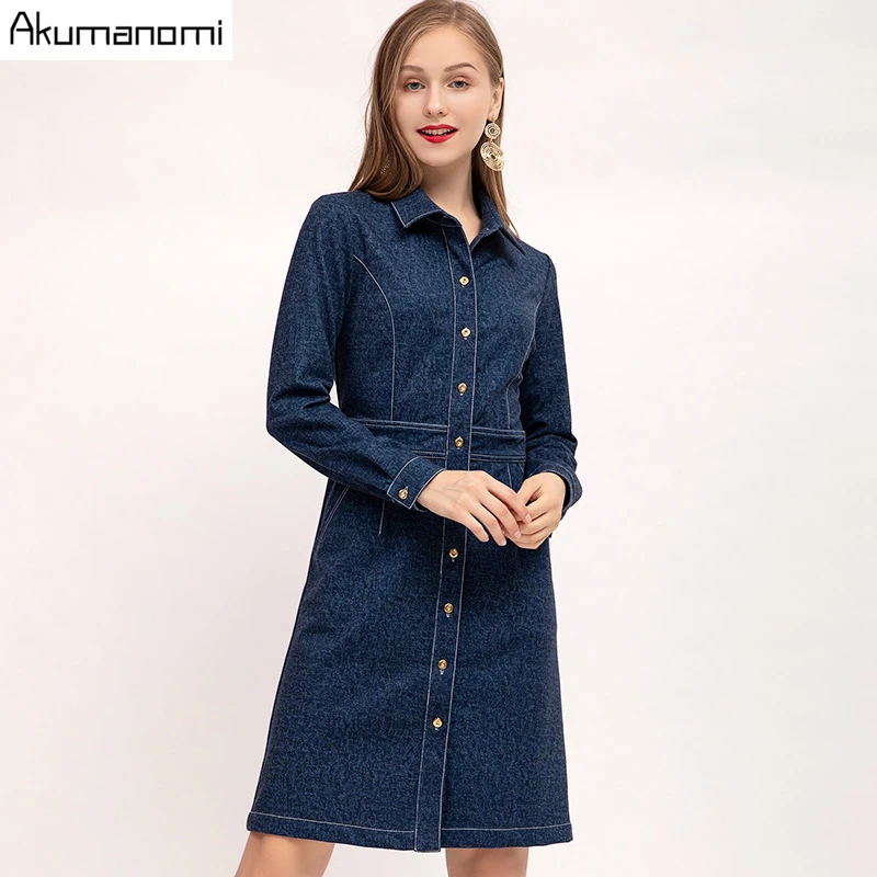 

denim dress women 2019 autumn casual plus size 5XL-l Turn-down Collar with button pocket sexy denim mini dress vestidos jurken