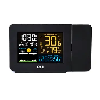 

LCD Digital Projection Colorful Screen Alarm Clock Weather Forecast Temperature Humidity Multi-Function Electronic Clock