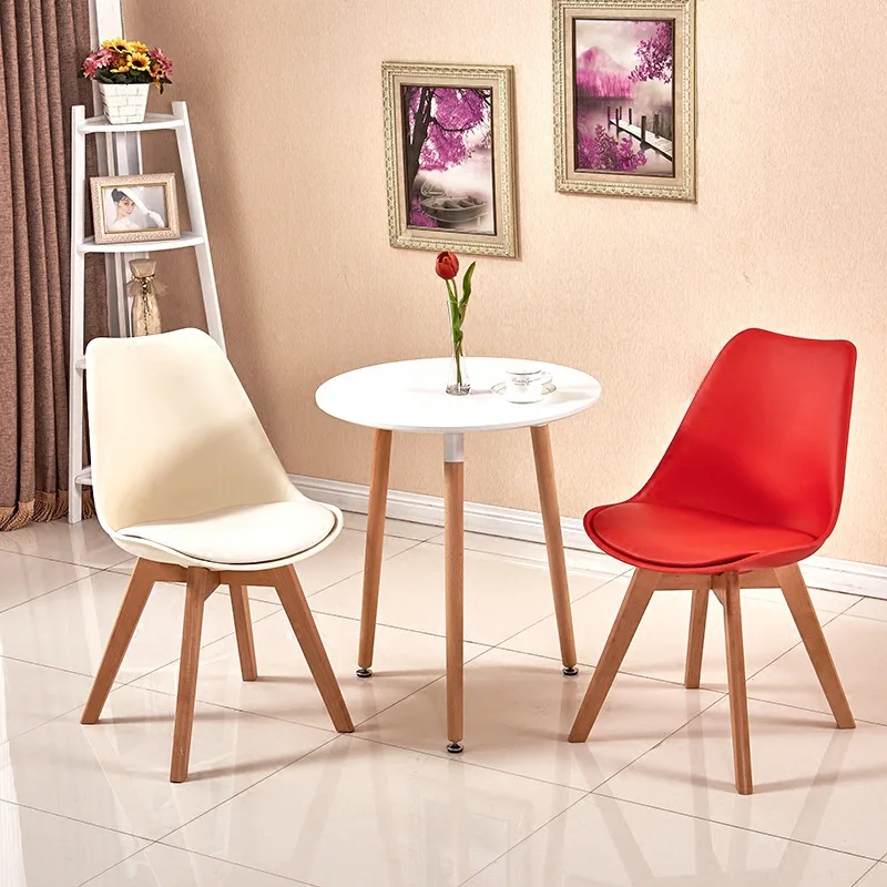 

Nordic Creative Tulip Chair Nordic Solid Wood Dining Chair Back Modern Minimalist Plastic Leisure Computer Eames Chair