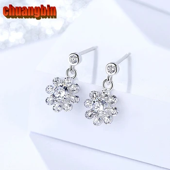 

Genuine S925 sterling silver jewelry light luxury jewelry Korean creative flower pattern earrings zircon ladies ear Studs