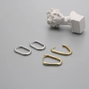 

YiShi S925 sterling silver geometric Oval earrings Korean version retro style personality simple ear ornaments