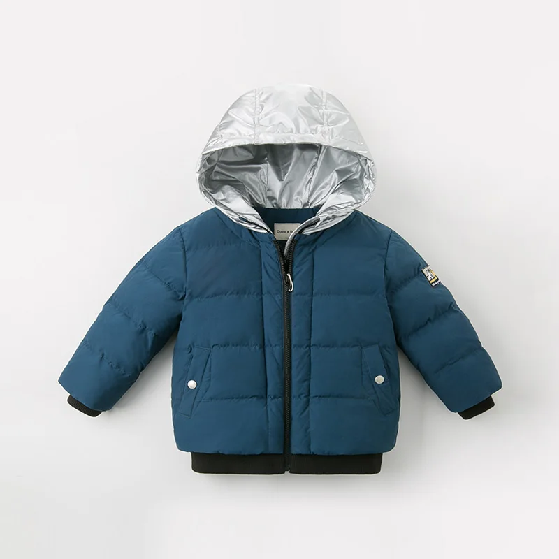 DBK11170 dave bella kids boy winter down jacket children 90% white duck down outerwear fashion solid zipper hooded coat