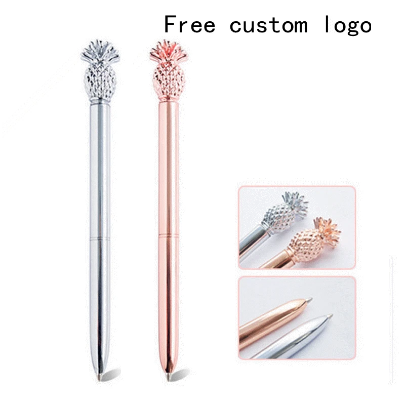 

Pineapple Ballpoint Pen Rose Gold Plating Metal Ballpoint Pen CustomLOGO Fruit Creative Pen
