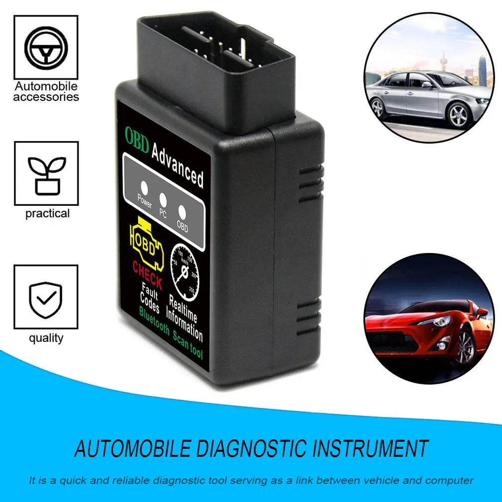 Автомобильный диагностический сканер ELM327 универсальный 2 цвета Bluetooth HH OBD