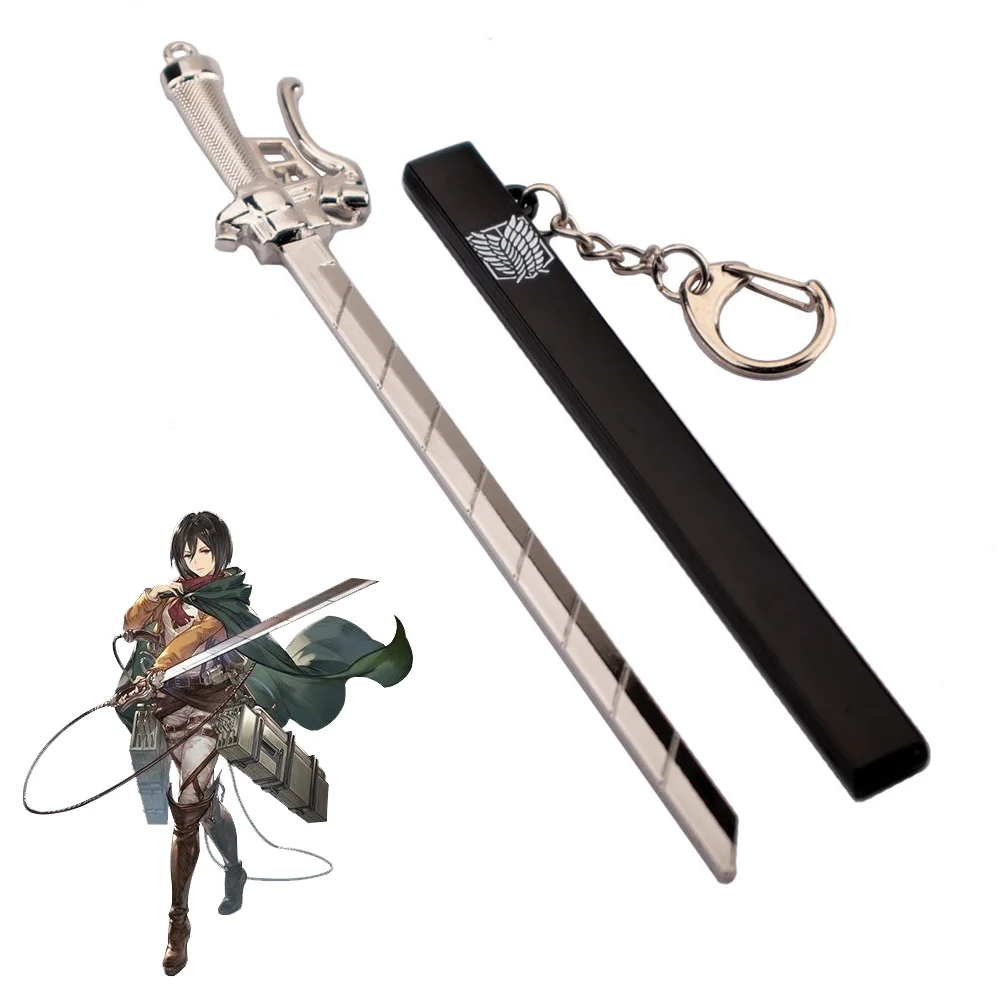 Anime Attack On Titan Keychain Shingeki No Kyojin Sword Blade Weapon Key Holder Ring Cosplay Prop Pendant Men Charm Jewelry | Украшения и