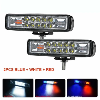 

2x 6inch LED Work Light Bar Combo Offroad Driving Fog 4WD Truck White/Red/Blue Aluminum Firm Bracket