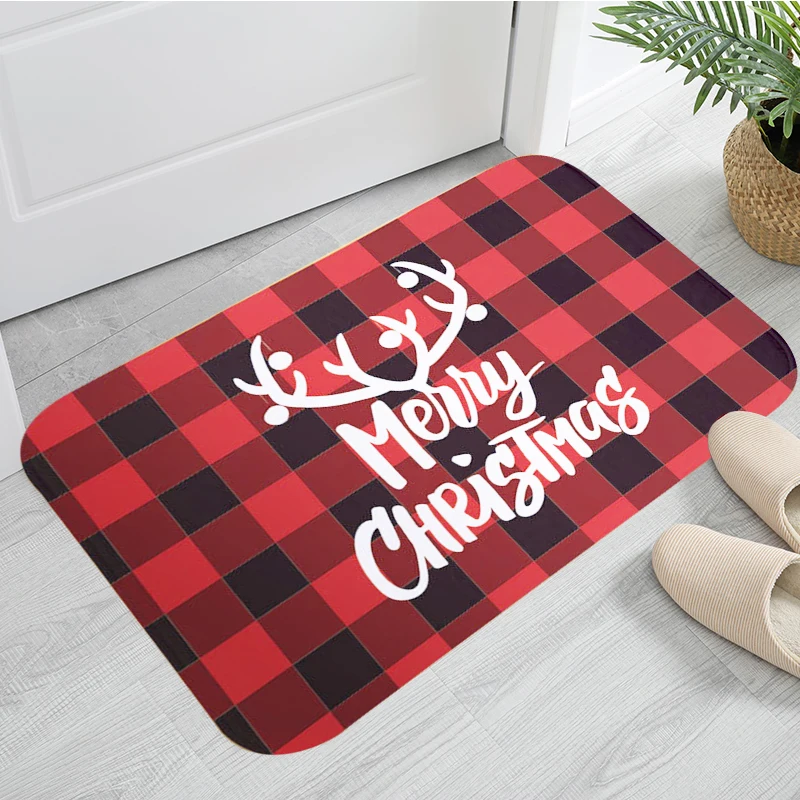 1Pcs 60*40cm Flannel Merry Christmas Doormat Non-slip Floor Mat Rectangular Outdoor Carpet Santa Ornament Home Decor | Дом и сад
