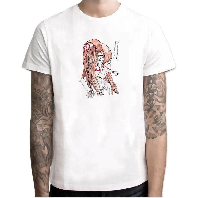 Shintaro Kago Junji Ito, японское аниме ужасов, крутая забавная футболка, летняя белая одежда, хлопковая Футболка с круглым вырезом, топы, футболки