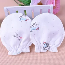 1 пара милых хлопковых детских анти-царапин перчаток защита на Кроватку Новорожденного лица царапины рукавицы цвет случайный