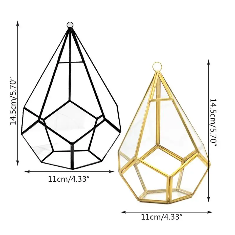 Glass Terrarium Hanging Modern Artistic Wall Tears Shape Diamond Geometric Polyhedron Air Plant Holder Desk Planter DIY Vase Pot