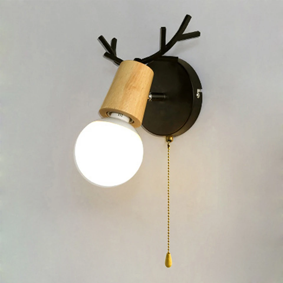 

LED wall lamp with switch Nordic creative small antlers wall lamp modern staircase corridor bedroom living room aisle wall light