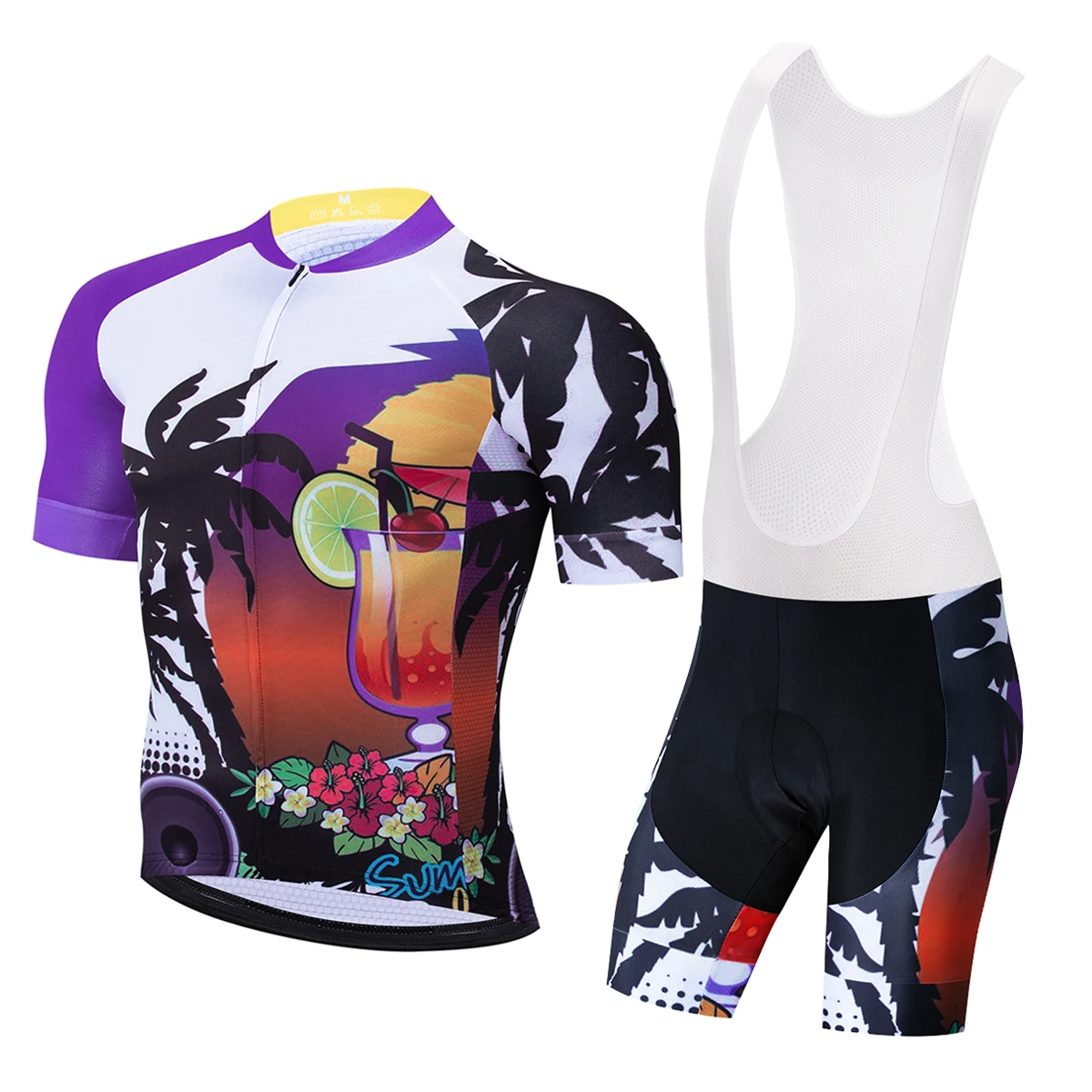 1 Customized team logo Xvertex brand short sleeve Jersey and bib shorts bottom tops riding bike race wear Beach dusk - Цвет: 1