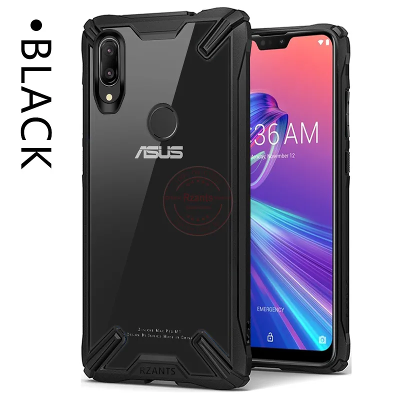 black Военная подушка безопасности, защитный чехол для Asus Zenfone Max Pro M1 ZB601KL, прозрачный акриловый PC+ TPU противоударный защитный чехол-накладка - Цвет: black