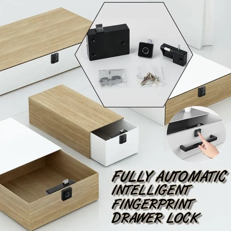 

Fingerprint Drawer Lock Black Electric Fingerprint Lock Access Control Office Fully Automatic Smart Intelligent Lock