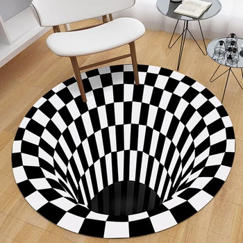 

3D Rug Visual Illusion Rug Anti-Skid Area Rugs for Home Office Bedroom Dining Room 3D Carpet Floor Mat, Selected Size
