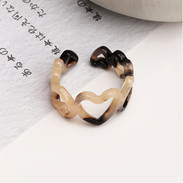 Fashion Acetic Acid Flower Rings for Women Lady Personality Leopard Acrylic Opening Adjustable Rings Finger Jewelry Gift