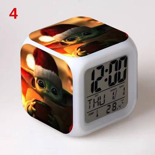 Baby Yoda Reloj Despertador Led Digital Mandaloriano 7 Colores Luminosos Luz Nocturna Juguetes Para Ninos Regalo Para Ninas Figuras De Accion Aliexpress
