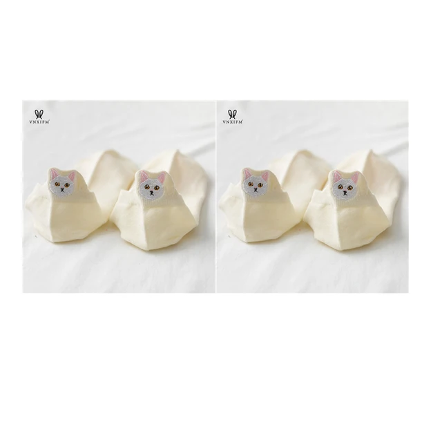 2022 cotton high-end women's boat socks animal embroidery slippers socks 6 colors cat funny ankle socks casual invisible socks L