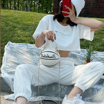 

Small Fashion Basketball Shoulder Bags Personality Women Chains Creative Mini Shoulder Crossbody Bag Female Letter Round Wallet