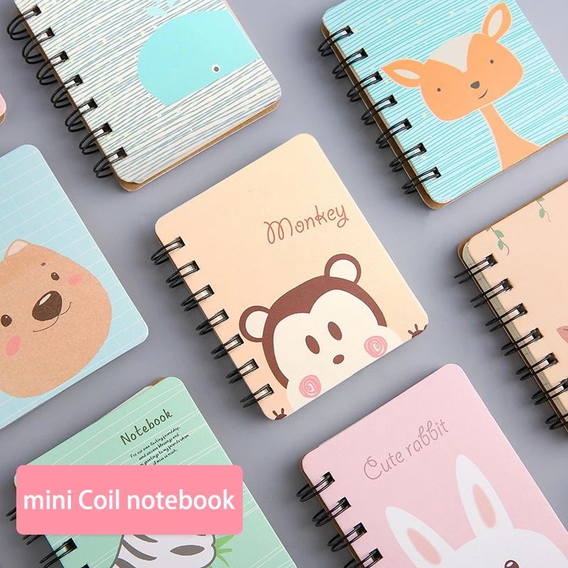 

Kawaii Animal Coil Notebook Mini Diary Notepad Portable Loose-leaf Book Memo Pad Office School Stationery Supplies Girl Kid Gift