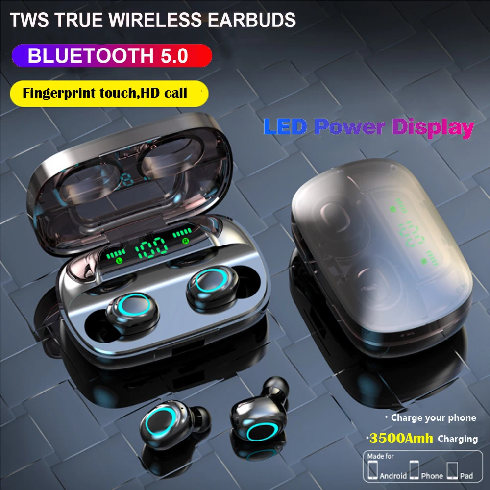 TWS Bluetooth-Kopfhörer 5.0 Drahtlose Headset Twins Earbuds 5D Stereo-Kopfhörer