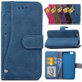 

Matte Leather Rotate Multi-card Slot Case for Apple iPhone X 6 6S 7 8 iPhone7 Plus Wallet Flip Cover Funda With Photo Frame B65