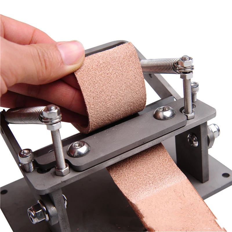 New Stainless Steel Craft Leather Strips Belt Manual Thinning Machine DIY Cutting Peeler Tools +8 Pcs Blades 10MM*18MM-4