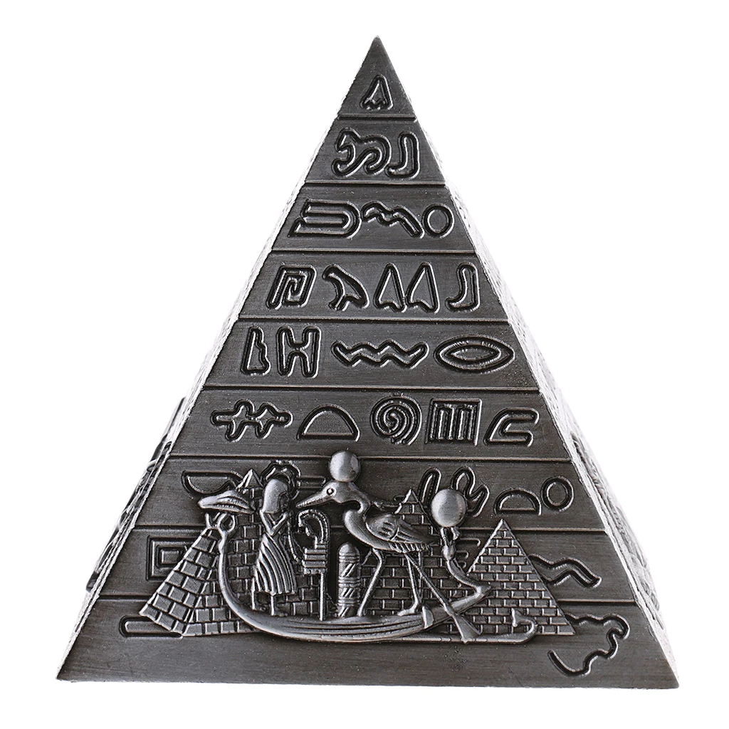 Egyptian Pyramids Figurine Pyramid Model Alloy Iron Statue Desktop Decoration for Office Home Bookshelf