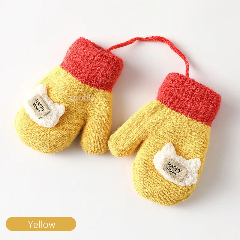 baby accessories New Arrival Winter Baby Boys Girls Knitted Gloves Warm Full Finger Mittens Gloves with Rope For Children Toddler Kids 2-4Years cheap baby accessories	 Baby Accessories