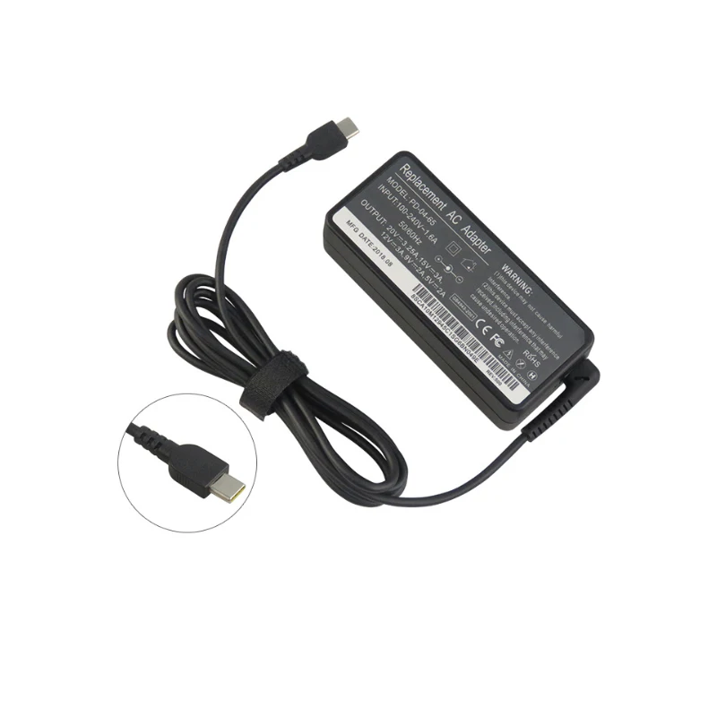 

20V 3.25A 65W USB Type C Ac Power Adapter Charger for Lenovo MIIX 720/ PRO/X1/T570/P51s Laptop