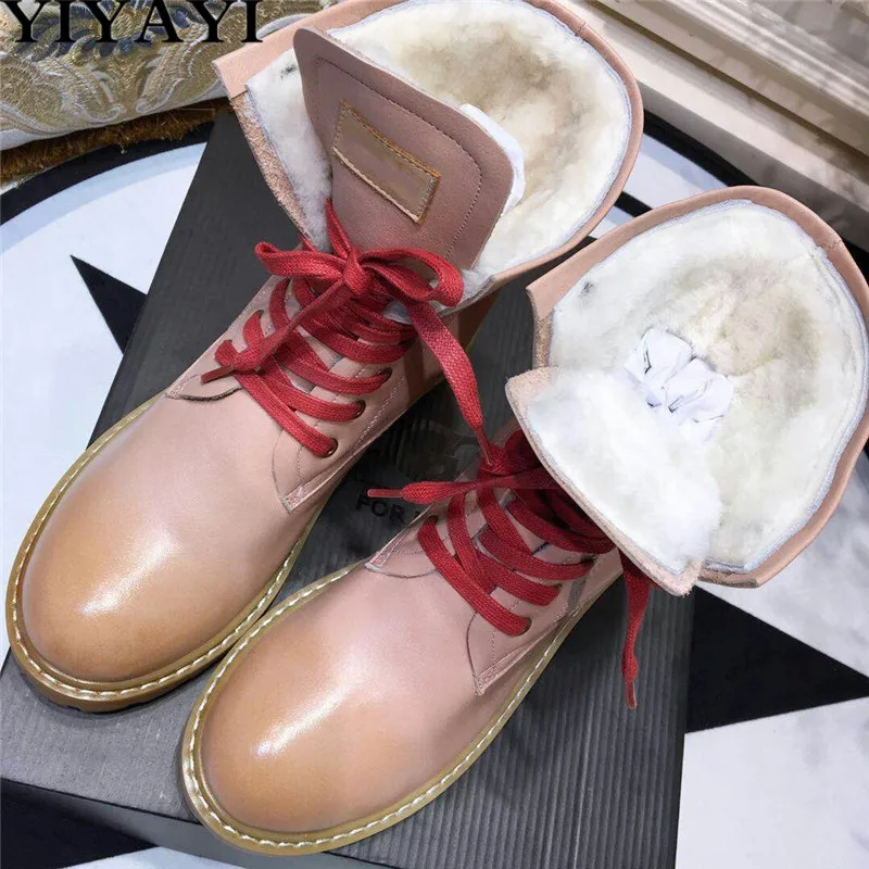 

Wool Warn Snow Boots Women Genuine Leather Waterproof Women Winter Boots Round Toe Ankle Boots For Women Anti-Slip Women Shoes