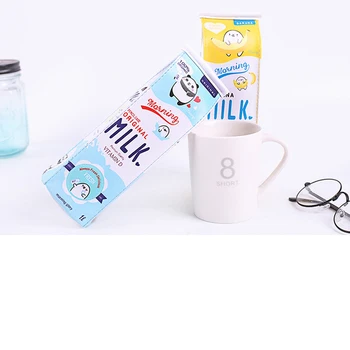 

1 pcs Creative PU Leather Pencil Case Simulation Milk Box cute pencil case Kawaii Stationery School Supplies kids gift