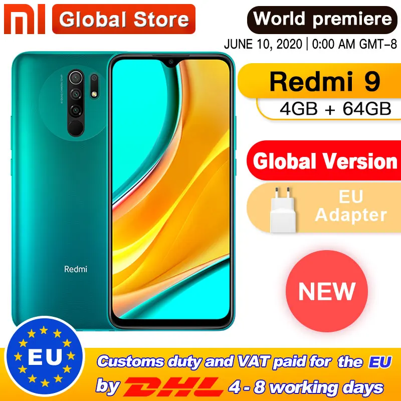 Глобальная версия смартфона Redmi 9, 4 Гб 64 ГБ, Восьмиядерный медиаплеер Tek Helio G80, задняя камера 13 МП, 5020 мАч, Redmi 9 type c, 6,53 дюйма| |   | АлиЭкспресс