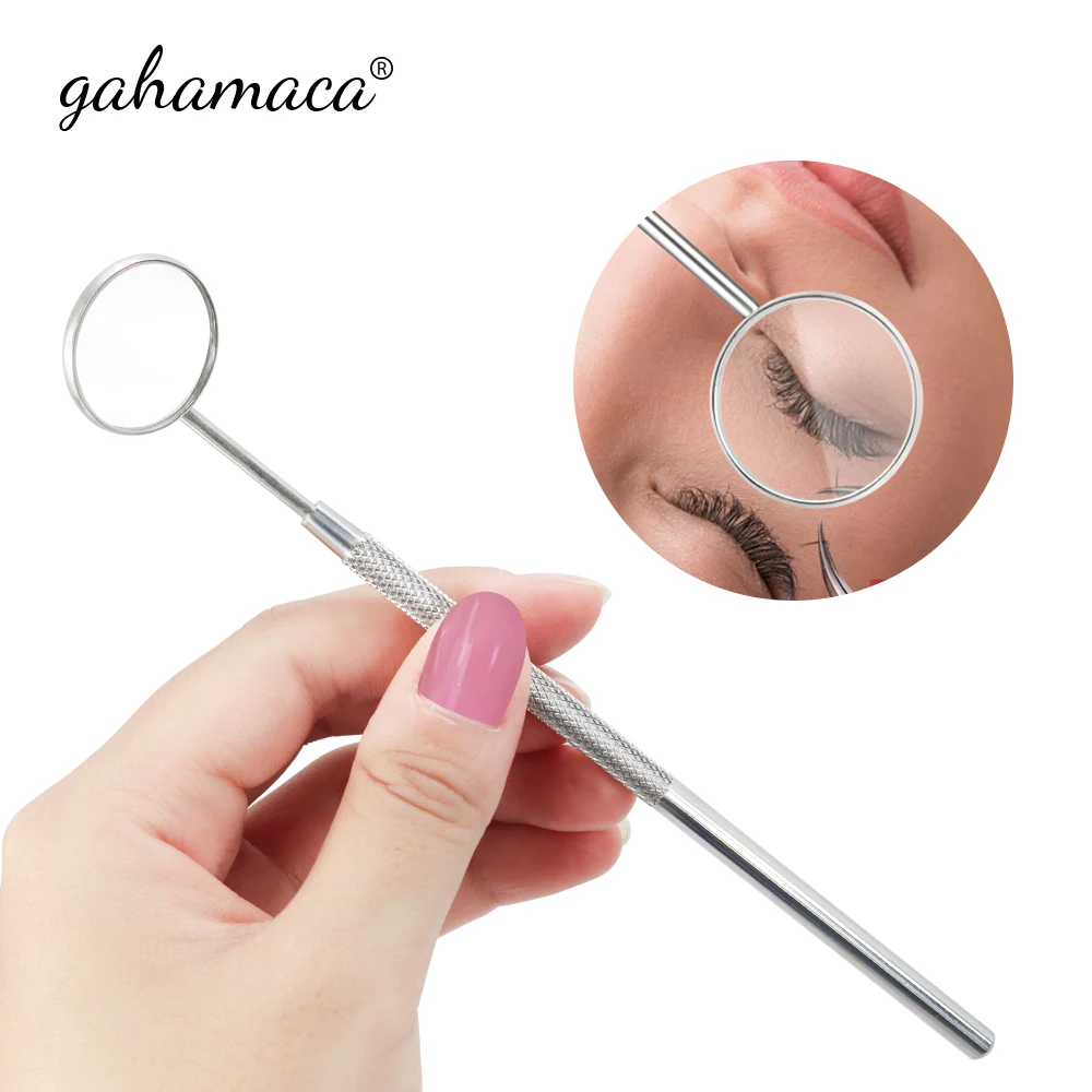 

GAHAMACA Eyelash Extension Grafting Mirror Stainless Steel Handle Mouth Oral Teeth Care Eyelashes Makeup Tool
