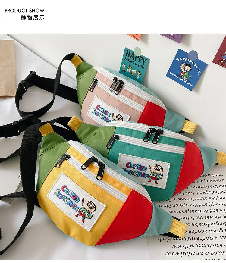 New Japanese Canvas Cartoon Crayon Shinchan Shoulder Bag Cute Boys& Girls Belt Bags Children's Tide Anime Backpack 8-11 Years 3