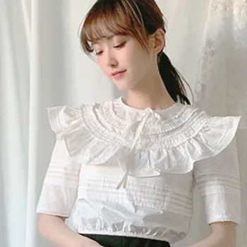 

Women Shirt 2020 New Doll Collar Shirt French Small Fresh Short-sleeved Short Shirt