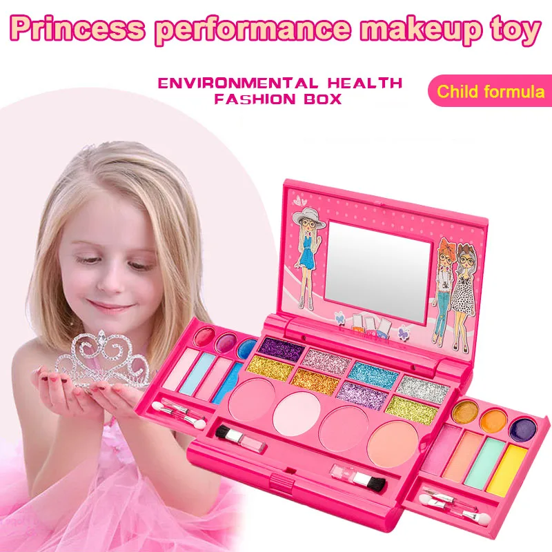 

Hot Sale Girl Makeup Set Toys Eyeshadow Lip Gloss Blushes Princess Cosmetic Kit for Girls