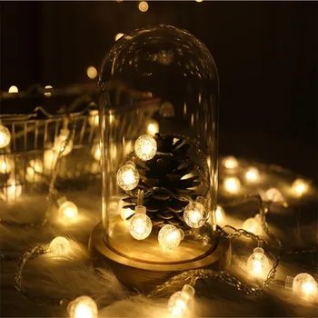 

2pcs 4M 20LED String Light Fairy Garland Crystal Bulbs Ball String Lamp Lighting For Wedding Garden Home Decoration 220V Powered