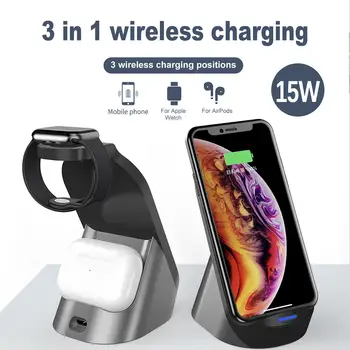 

15W 3 in 1 Wireless Charger Stand Charging Dock for Phone Earphones Smart Watch