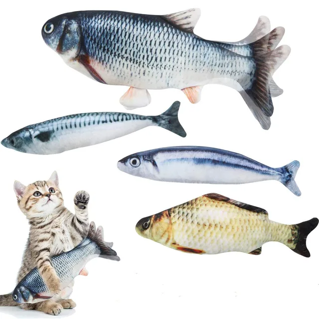Plush Cat Fish Toy Cat Scratcher Catnip Toy Interactive Simulation Fish Cat Mint Fidget Toys Stuffed Playing Toy For Cat Kitten 3