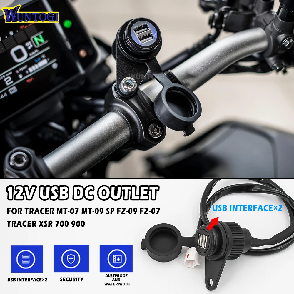 

Motorcycle USB DC Outlet For Yamaha MT-07 MT-09 SP Tracer FZ-09 FZ-07 Tracer XSR 700 900 12V DV Outlet Converter Kit USB Adapter