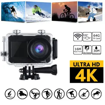 

Action Sports Camera Remote Watch HD 4K/30fps WiFi LCD Dual Screens 120D Video Recording Cameras 30M Waterproof Sport Cam
