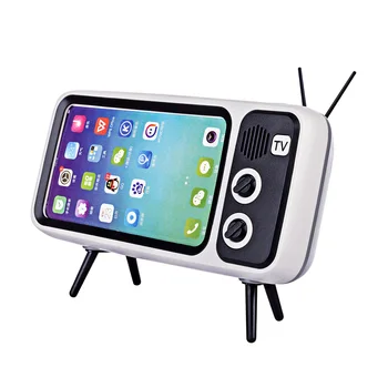 

Hot PTH800 Retro TV Shape Mobile Phone Holder Stand Retro Pocket Home Audio Portable Mini Wireless - Silver Grey/Coffee/Orange